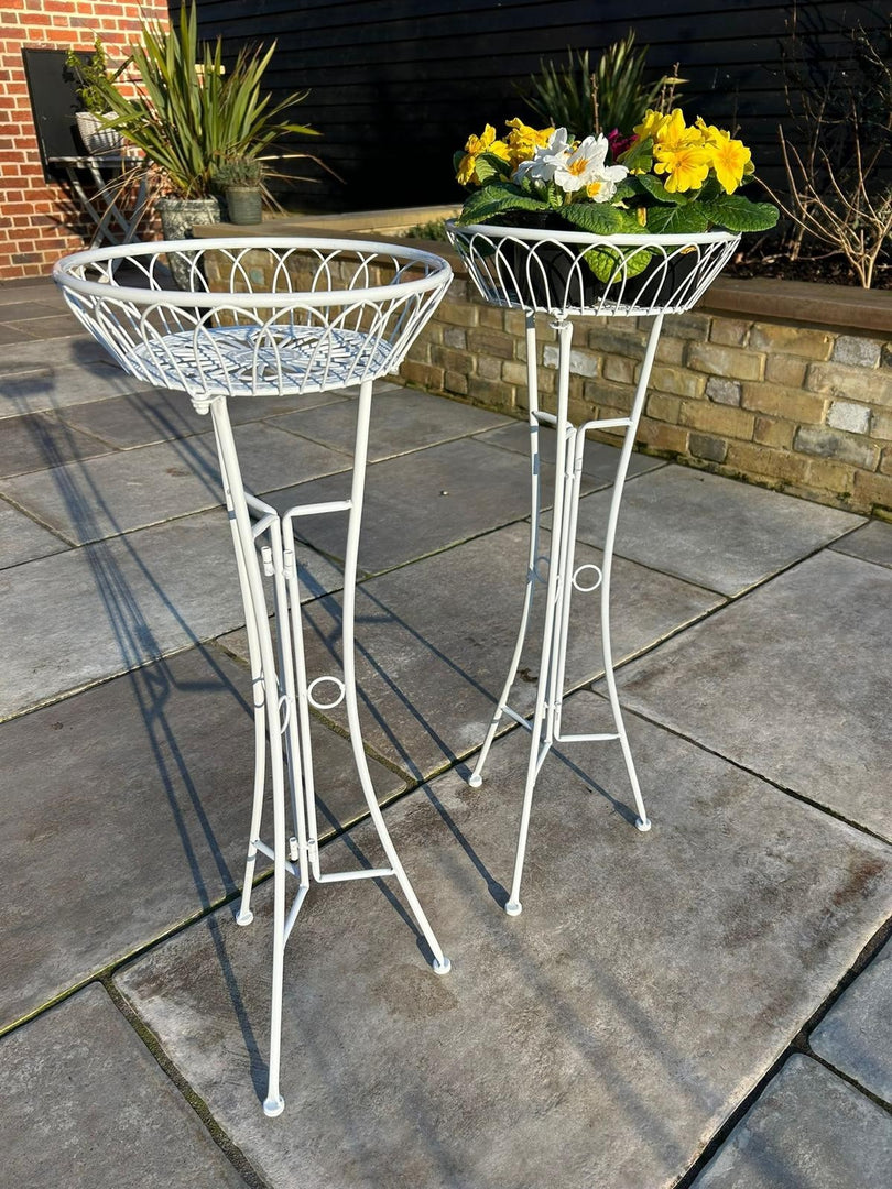 White Plant Pot Flower Stand Decorative Garden Patio Floor Standing House Decor
