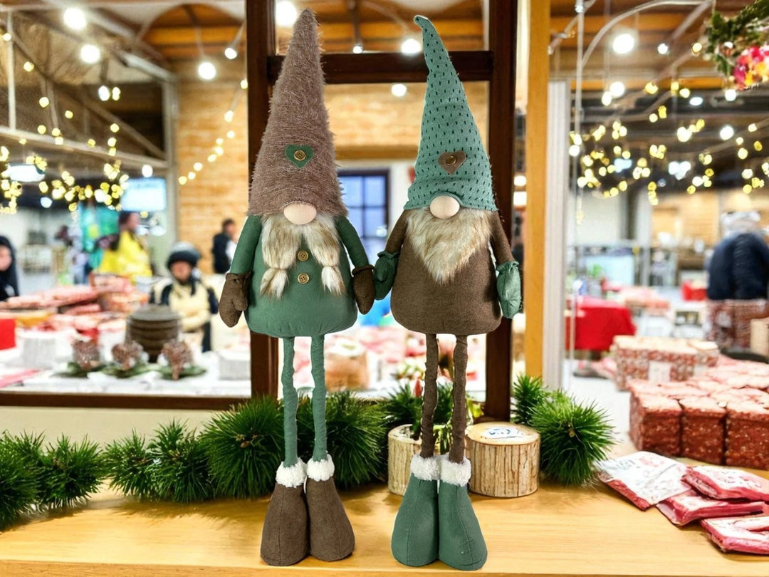 Festive Mr & Mrs Gonk Plush Standing Extendable Legs Xmas Gift Decorations Teal