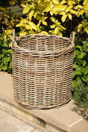 Round Kubu Wicker Rattan Log Storage Handmade Basket Choice Of Sizes