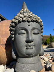 Extra Large Brown Charcoal Buddha Head Garden Gift Decor Decoration Ornament