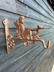 Cast Iron Fairy Bracket Hanging Basket Wall Mounted Antique Garden Decor Gift