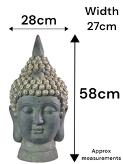 Extra Large Brown Charcoal Buddha Head Garden Gift Decor Decoration Ornament