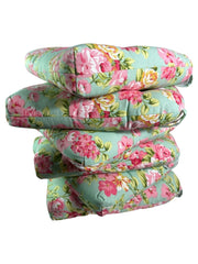 Sage Green Rose Floral Seat Pad Set of 2 or 4 Kitchen Chair Cushion Tie On 37cm