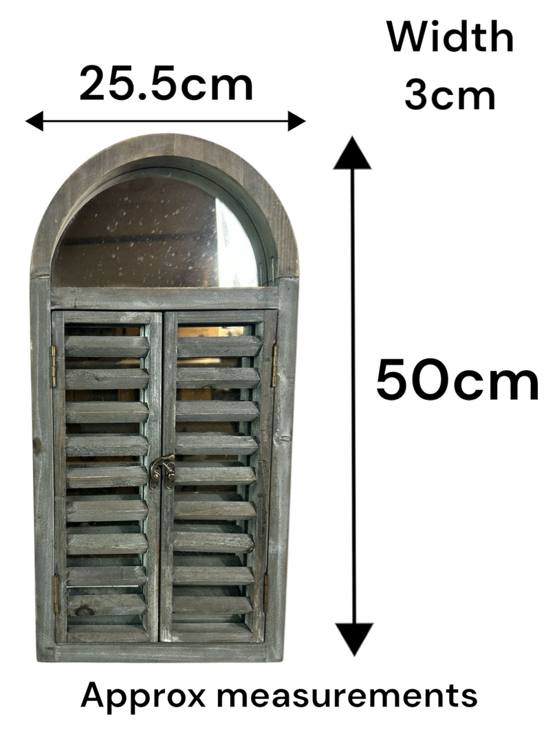 Shutter Door Wooden Wall Mirror Garden Hanging Wall Mount Gift Decoration