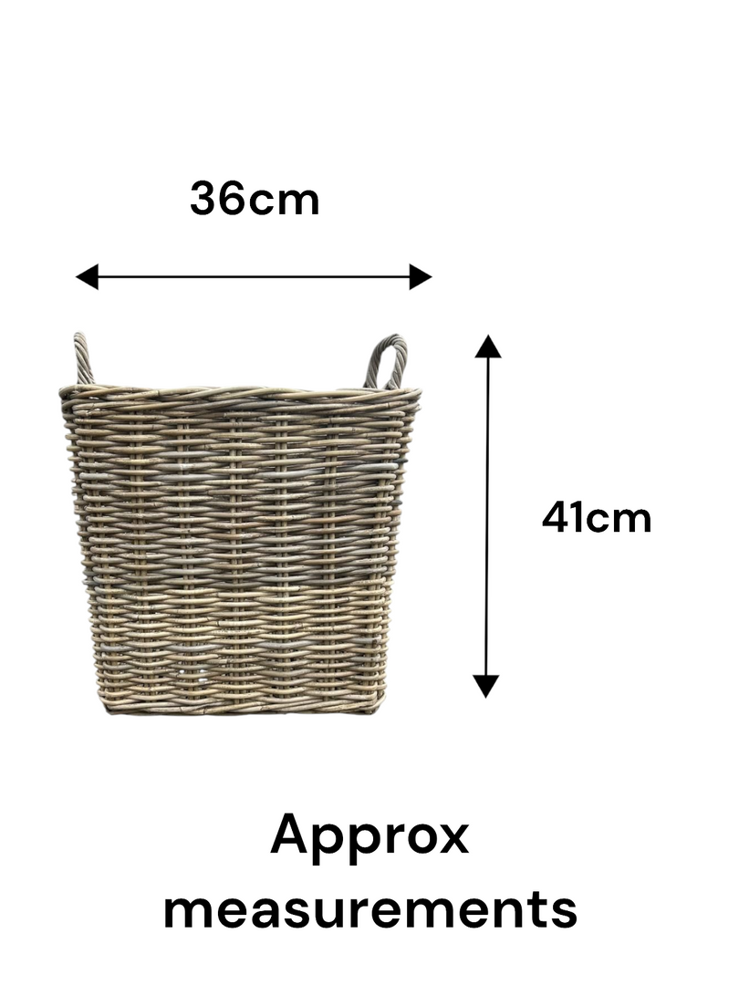 Square Kubu Wicker Rattan Log Storage Handmade Basket