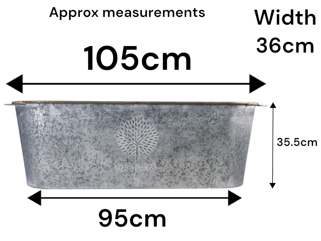 105cm XXL Zinc Planter Garden Flowers Trees Embossed Heritage